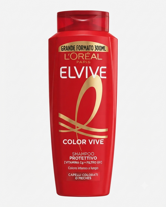 L'Oréal Paris Elvive Color Vive shampoo 300 ml per capelli colorati, con Vitamina Cg e filtro UV, protegge il colore.