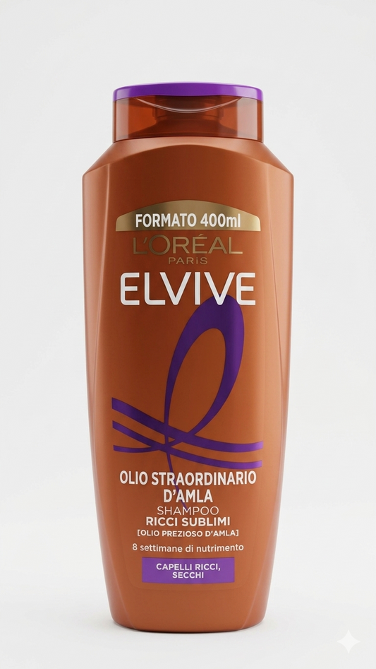 L'Oréal Elvive Olio Straordinario Shampoo Ricci Sublimi 400ml – Con Olio di Amla per Capelli Ricci e Secchi