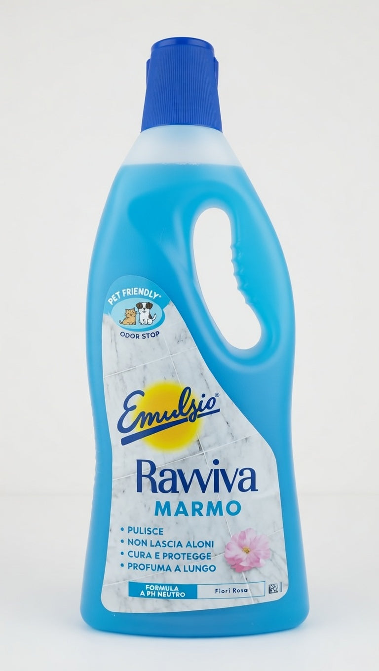 Emulsio Ravviva Marmo e Pietre Naturali 750ml | Detergente pH Neutro Specialistico | Profumo Fiori Rosa | Ideale per Robot Lavapavimenti