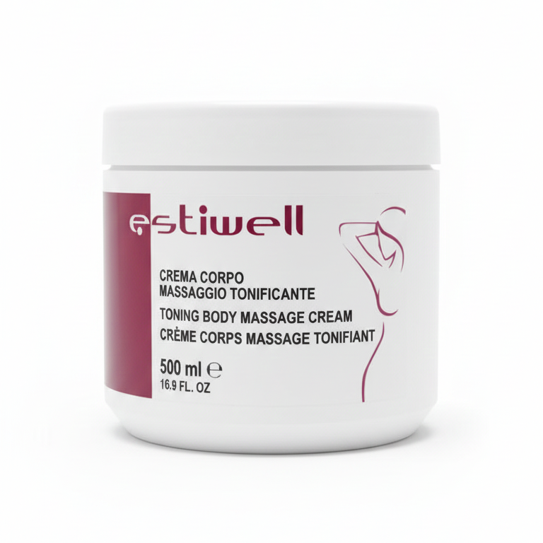 ESTIWELL Crema Corpo Massaggio Tonificante 500 ml – Azione Rassodante con Luppolo, Soia ed Echinacea – Toning Body Massage Cream
