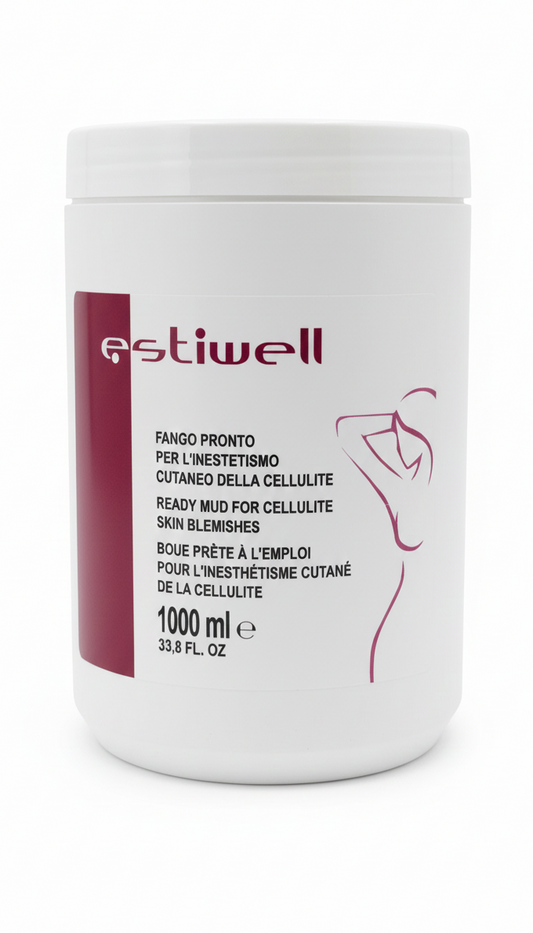 Estiwell Fango Pronto Anti-Cellulite 1000ml | Azione Drenante e Anti-Adiposità Localizzata | Con Alghe Marine, Edera e Centella Asiatica | Risultato Professionale