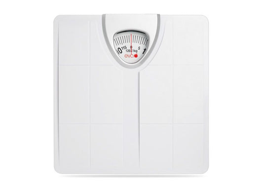 Eva Bilancia Pesapersona Meccanica Mod. 621 | Design Bianco e Cromato | Portata 120 Kg | Pedana Antiscivolo ad Alta Precisione