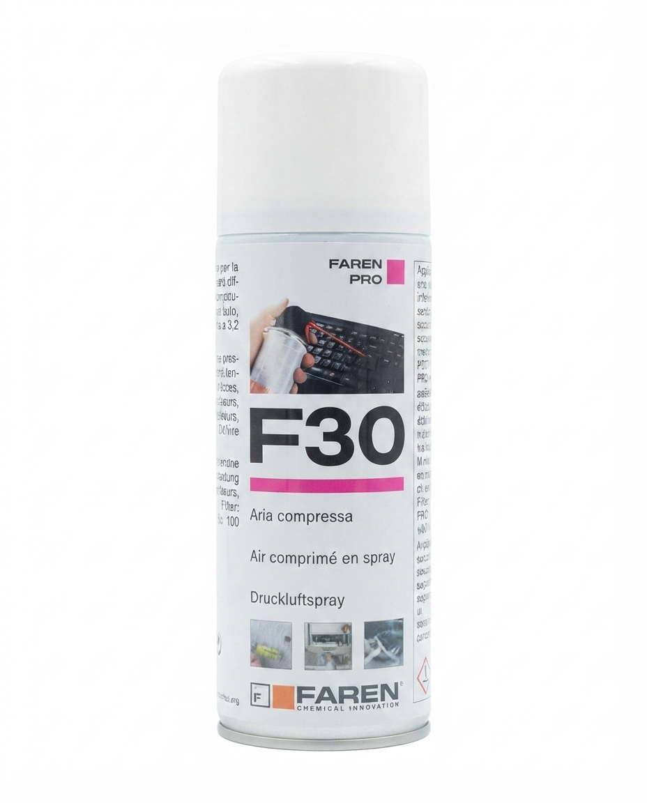 FAREN F30 Aria Spray Professionale, bomboletta di aria compressa per la pulizia di PC, tastiere, stampanti, componenti elettronici e apparecchiature delicate, rimuove efficacemente polvere e residui.