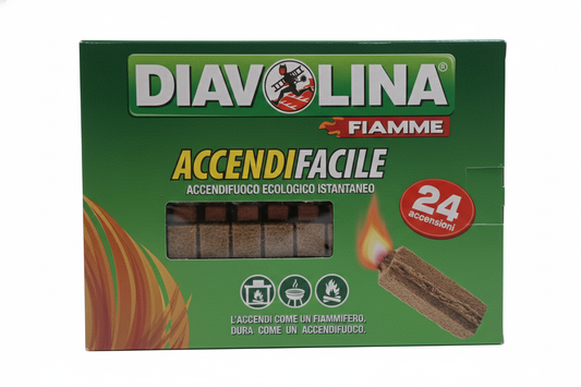 DIAVOLINA ACCENDIFACILE ECOLOGICO Istantaneo | 24 Accensioni | L'Accendi come un Fiammifero | Per Caminetti e Barbecue | Senza Odore