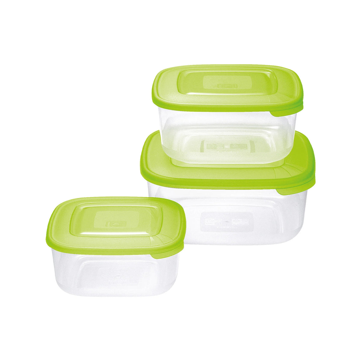 Tontarelli Frigobox Set 3 Contenitori Quadrati Plastica Alimentare – Conservazione Salvaspazio Ermetica per Freezer e Microonde