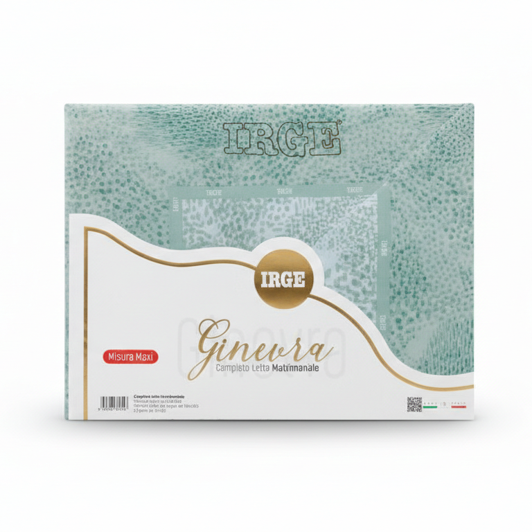 Irge Ginevra Completo Letto Matrimoniale Maxi in 100% Cotone – Set 4 Pezzi con Lenzuolo Sotto con Angoli e Federe Coordinate