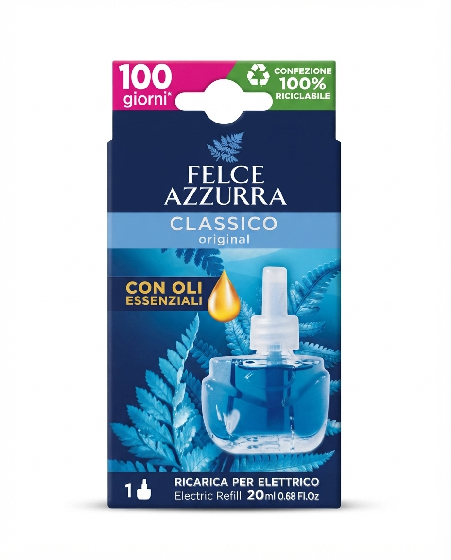 Felce Azzurra Ricarica Diffusore Elettrico 20ml – Varie Fragranze Paglieri – Tecnologia a Rilascio Graduale – Fino a 60 Giorni di Profumo Persistente