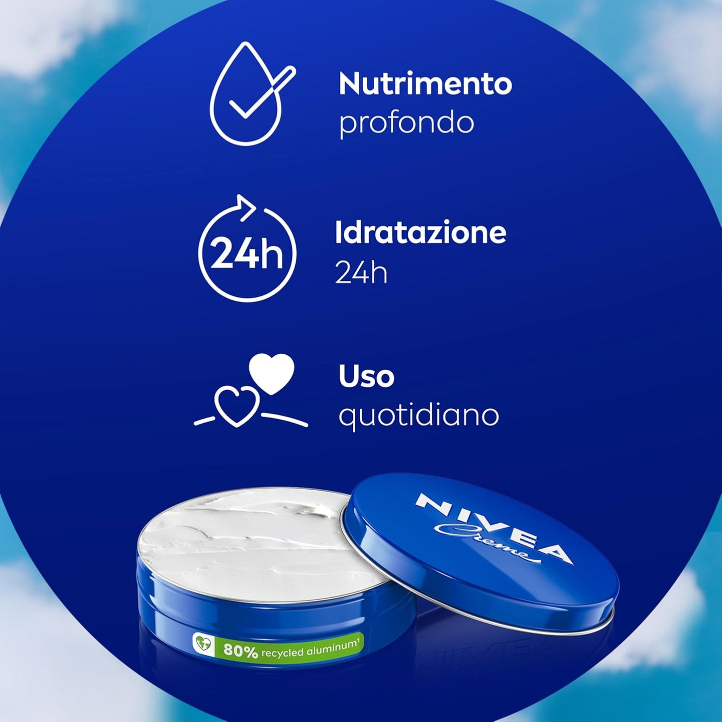Nivea Creme 400ml Giga Confezione | L'Originale Crema Idratante Multiuso Viso, Corpo e Mani | Nutrizione Profonda con Eucerit | 80% Alluminio Riciclato