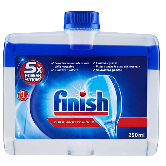 Finish Cura Lavastoviglie Liquido 250ml – 5x Azioni Potenti, Rimuove Calcare e Grasso, Uso Mensile