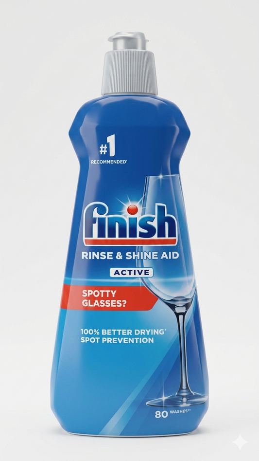Finish Brillantante Rinse & Shine AID Active 400ml – Asciugatura Superiore e Azione Anti-Macchia per Bicchieri Brillanti