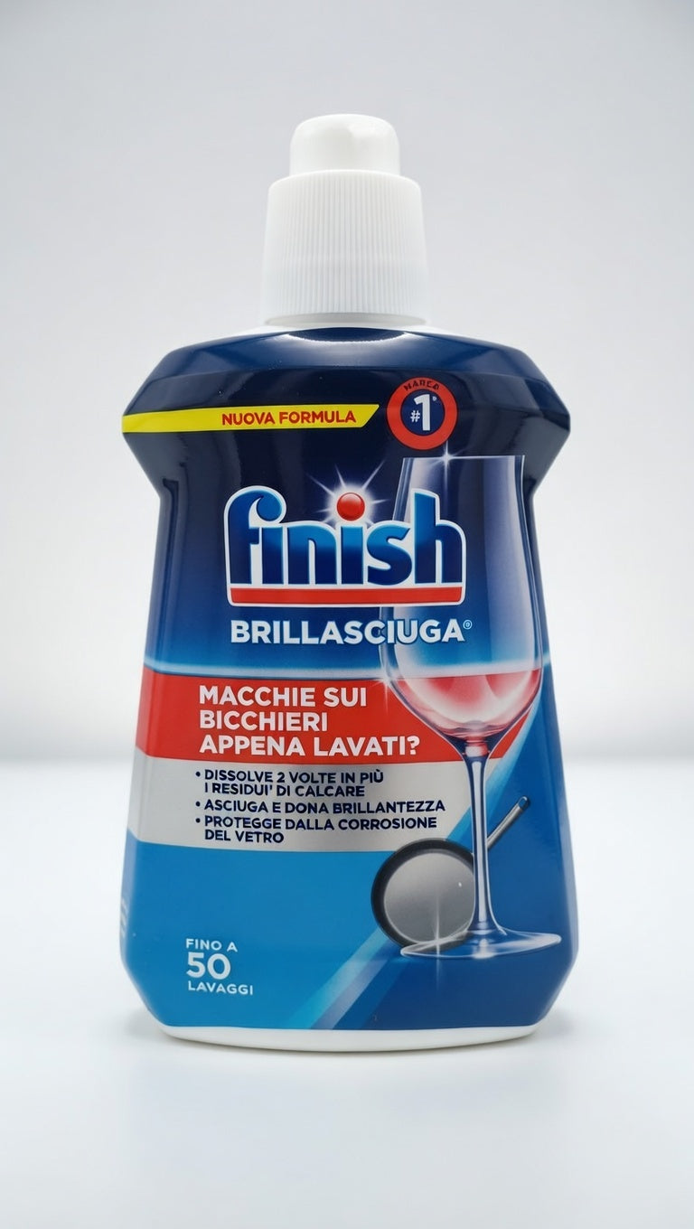 Finish Brillantante Brillasciuga Regolare 250ml | 100% Asciugatura Efficace e Brillantezza | Dissolve 2X Residui di Calcare | Protezione Corrosione Vetro