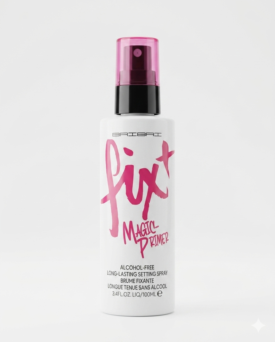 BRIBRI Fix+ Magic Primer Spray Fissante Trucco Lunga Durata 100ml – Nebbia Fissante Idratante Senza Alcool con Niacinamide Illuminante e Azione Uniformante Pori