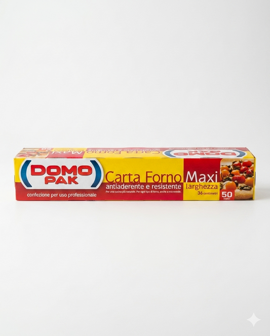 DOMOPAK Carta Forno Professionale Maxi 50 metri x 36 cm – Carta Antiaderente Alta Resistenza per Forno, Microonde e Padella