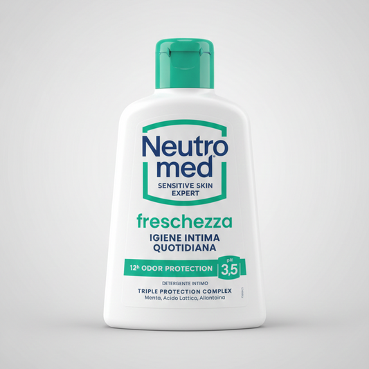 Neutromed Detergente Intimo Freschezza 200ml | pH 3.5 con Menta Piperita e Acido Lattico | 12h Odor Protection | Sicurezza Testata