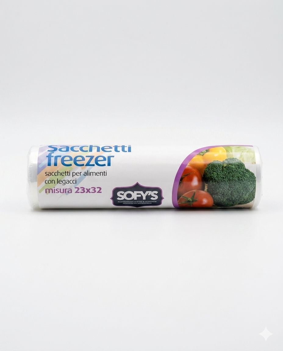 Sofy's Sacchi Freezer 23x32cm con Legacci – 360 Pezzi in Rotolo – Protezione Totale per Alimenti – Qualità Premium Conservazione Domestica