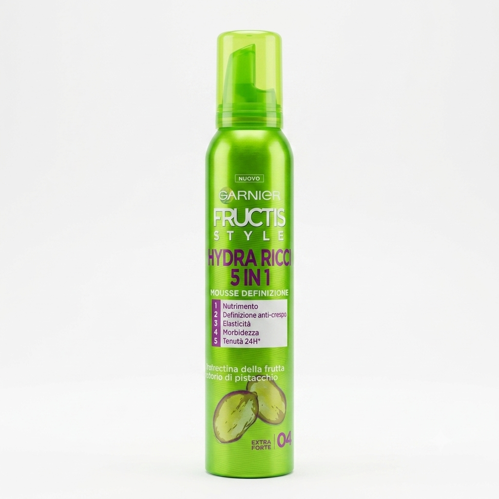 GARNIER Fructis Style Hydra Ricci 5 in 1 Mousse 200 ml, mousse per capelli ricci con tenuta extra forte 04, definizione fino a 24 ore, elasticità e formula con bamboo.