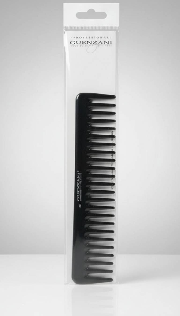 Guenzani 449 Pettine Professionale per Capelli Afro e Ricci Stretti | Denti Larghi e Robusti | Azione Districante Delicata | Ideale per Styling e Definizione Volume
