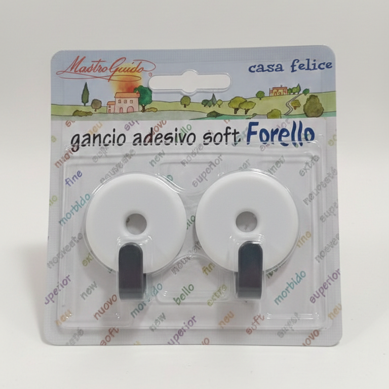 Mastro Guido Gancio Adesivo Soft Fiorello | Set 2 Pezzi | Ideale per Cucina e Bagno | Disponibile in Rosa, Azzurro e Bianco