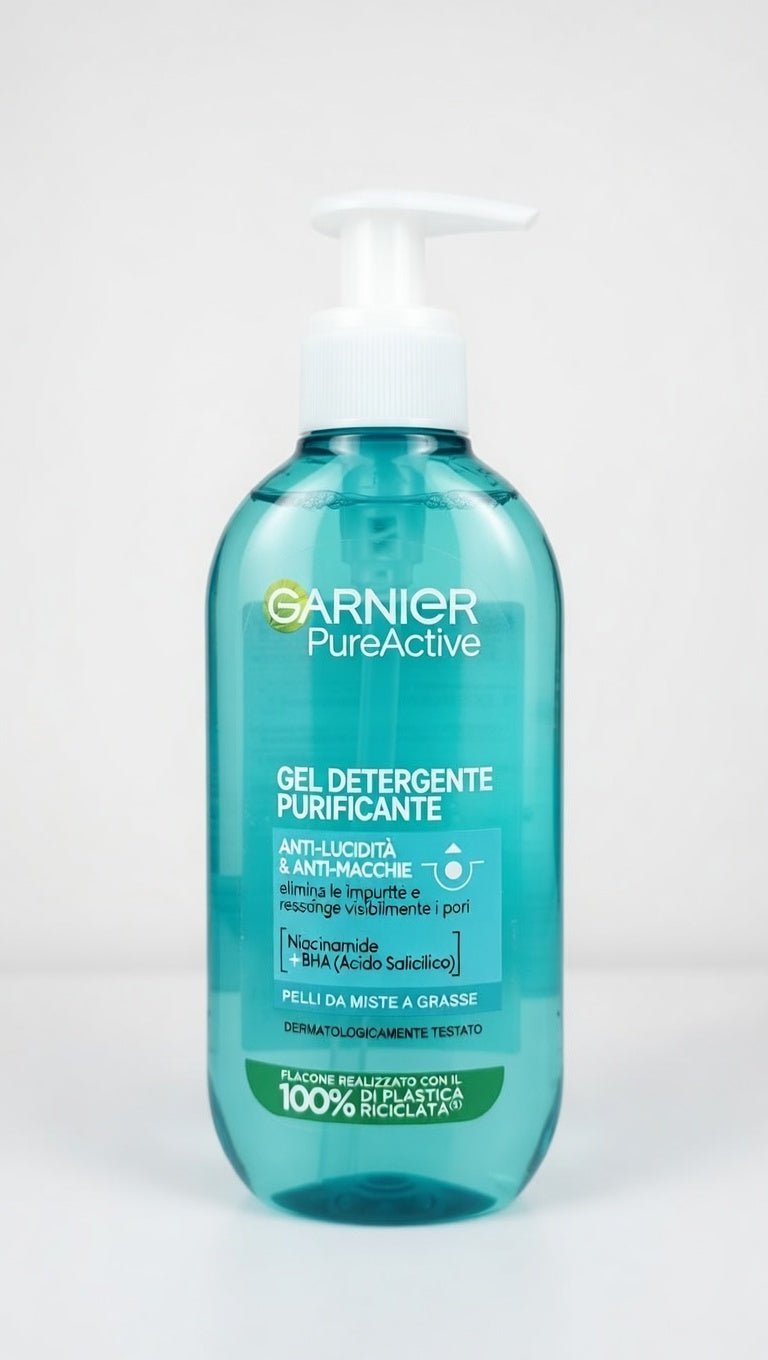 Garnier Pure Active Gel Detergente Purificante 200ml – Con Acido Salicilico e Zinco per Pelli Miste e Grasse – Anti-Sebo e Pori Ristretti