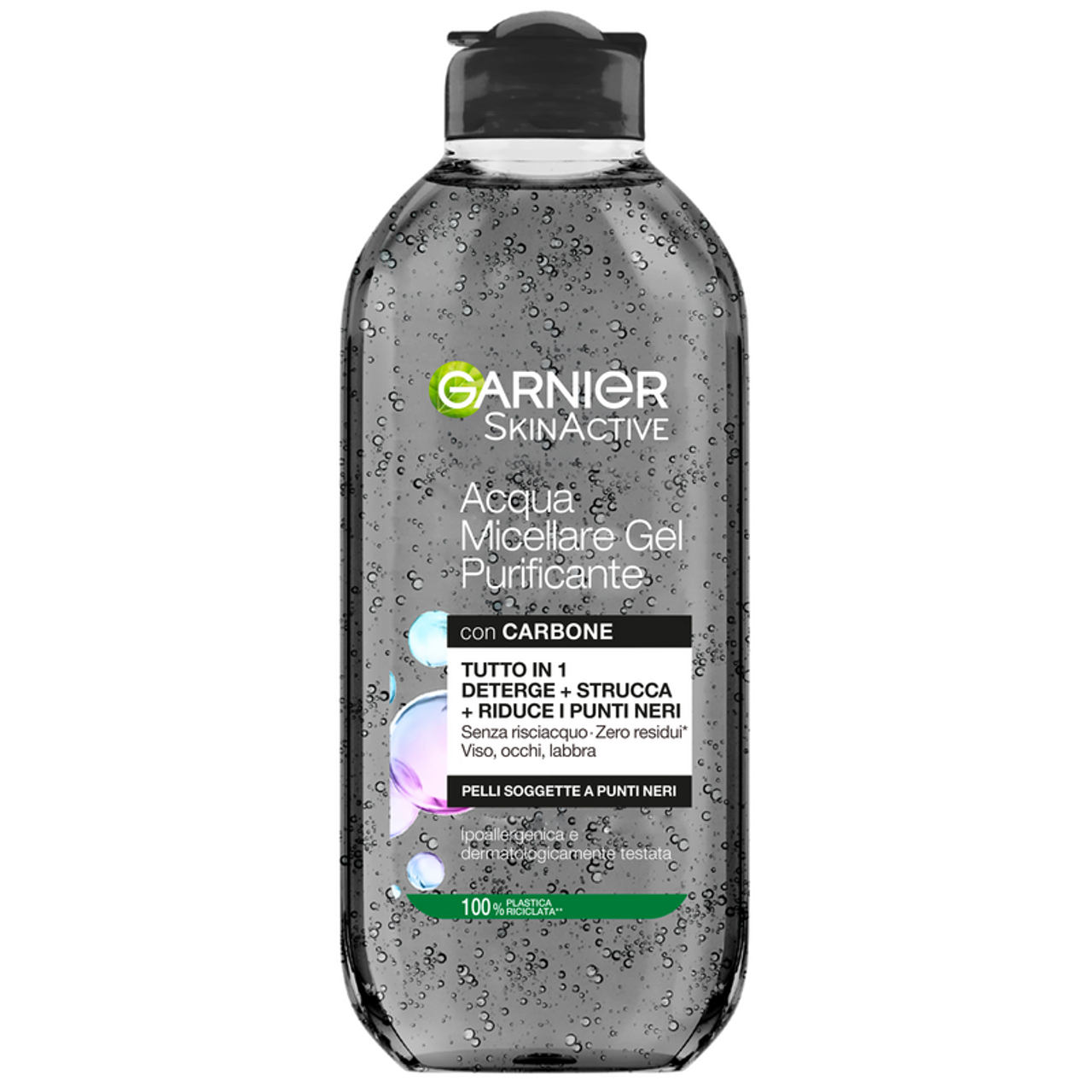Garnier Acqua Micellare Gel Purificante al Carbone 400ml – Deterge, Strucca & Anti-Punti Neri, Pelli Miste/Impure