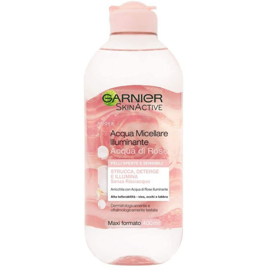 Garnier Acqua Micellare Illuminante Acqua di Rose 400ml – Strucca, Deterge & Illumina Pelli Spente e Sensibili