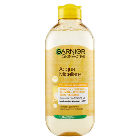 Garnier Acqua Micellare Illuminante Vitamina C 400ml – Strucca, Deterge & Uniforma Pelli Spente e Sensibili