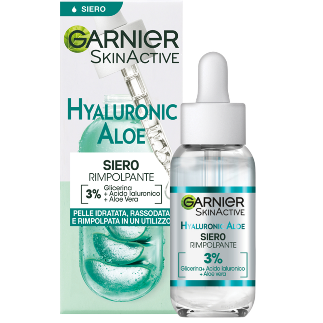 Garnier Hyaluronic Aloe Siero Rimpolpante 30 ml | 3% Acido Ialuronico, Glicerina e Aloe Vera | Idratazione Profonda ed Elasticità Immediata | Per Tutti i Tipi di Pelle