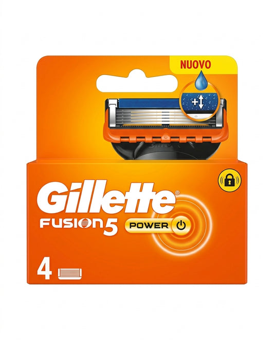 Gillette Fusion5 Power Ricariche 4 Pezzi | Lamette di Ricambio 5 Lame | Compatibili con Tutti i Rasoi Fusion5 | Rifinitore di Precisione | Made in Germany