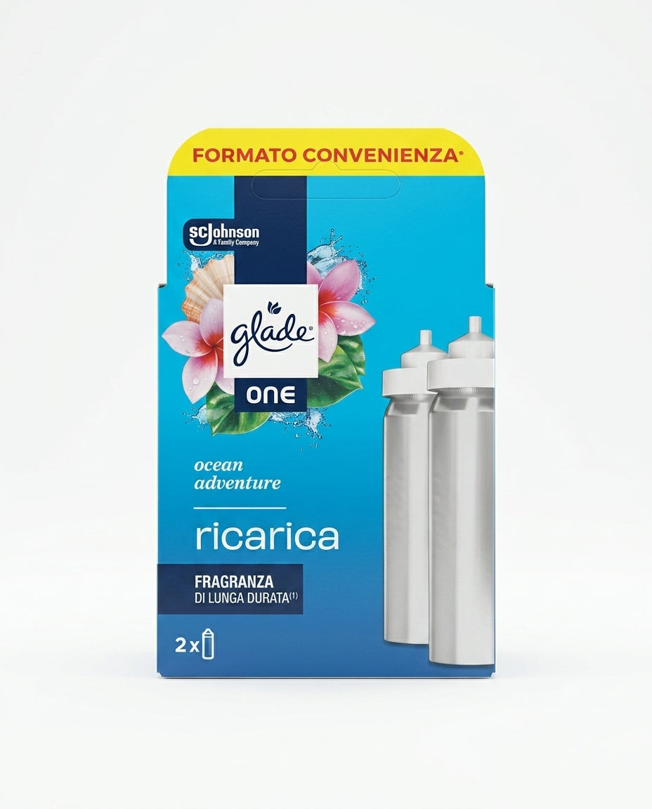Glade ONE Ricariche Universali Spray Ambienti 2x10ml Alluminio – Profumo Bipack Multi-Compatibile