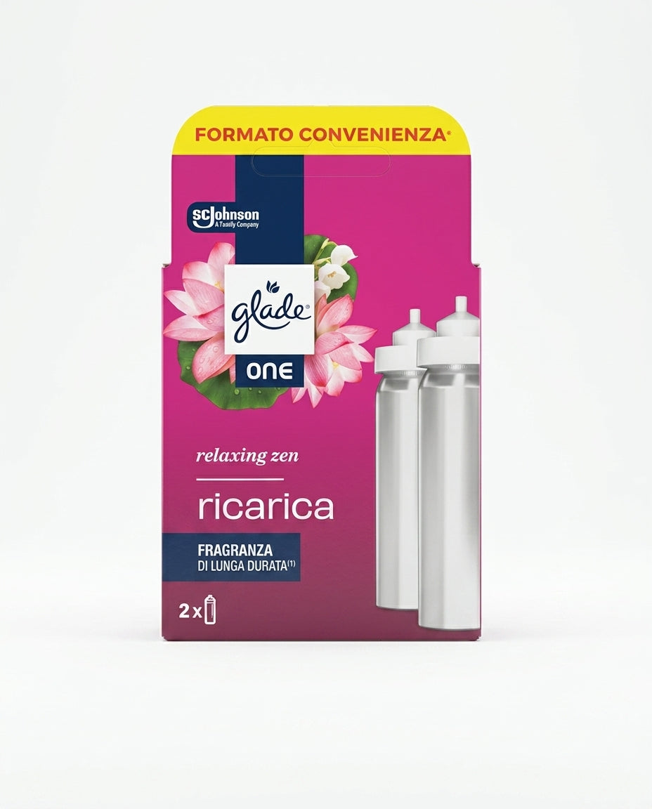 Glade ONE Ricariche Universali Spray Ambienti 2x10ml Alluminio – Profumo Bipack Multi-Compatibile