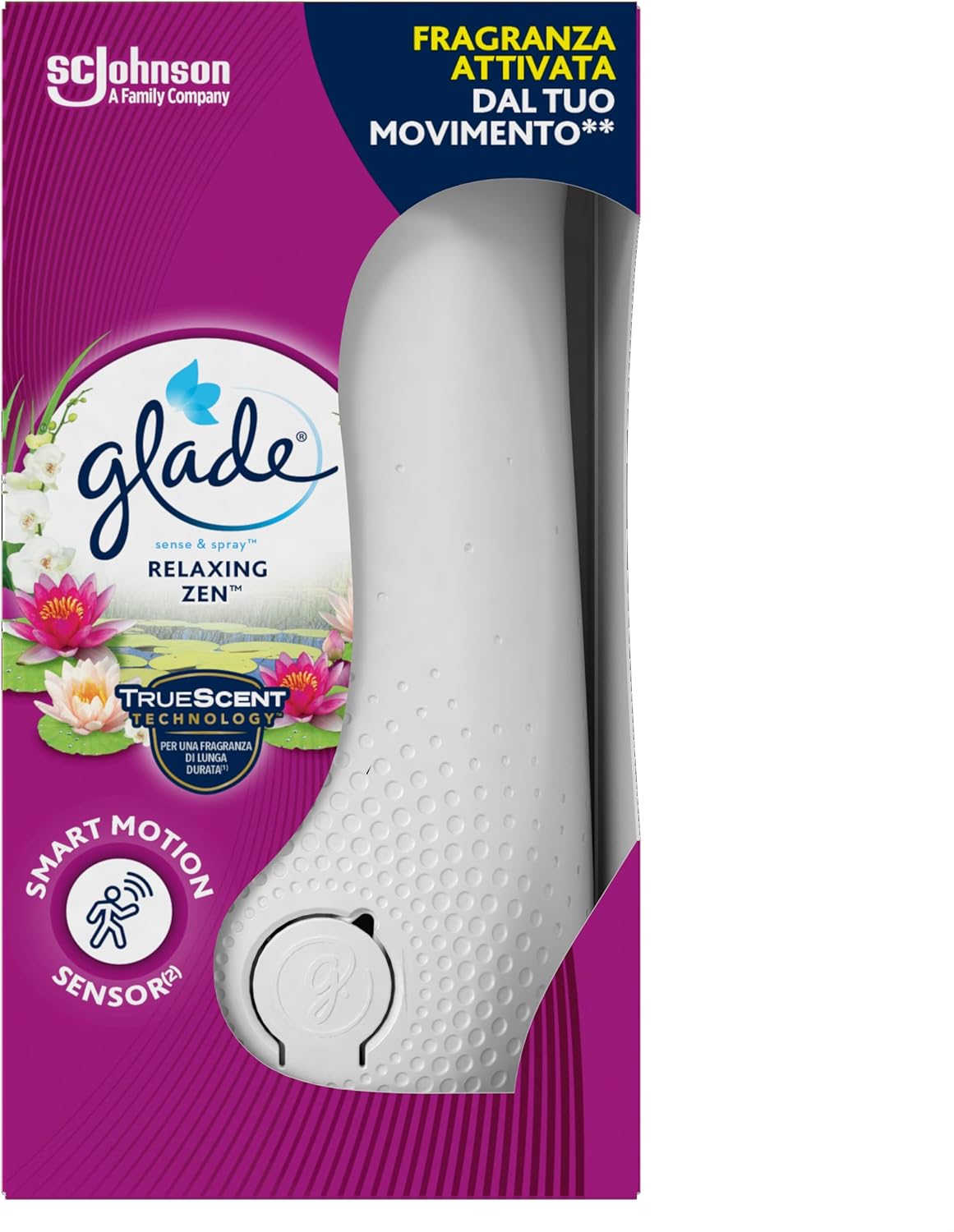 Glade Sense & Spray Starter Kit – Diffusore Automatico con Sensore di Movimento Anti-Spreco – Base + Ricarica Inclusa – Varie Fragranze