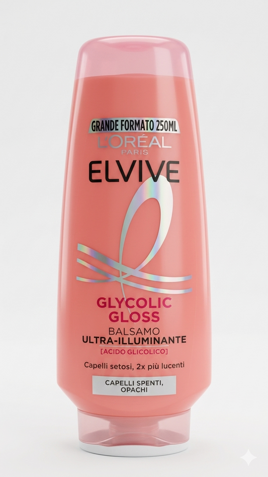 L'Oréal Elvive | Balsamo Ultra-Illuminante Glycolic Gloss | Per Capelli Spenti e Opachi – Effetto Specchio e Seta 250 ml