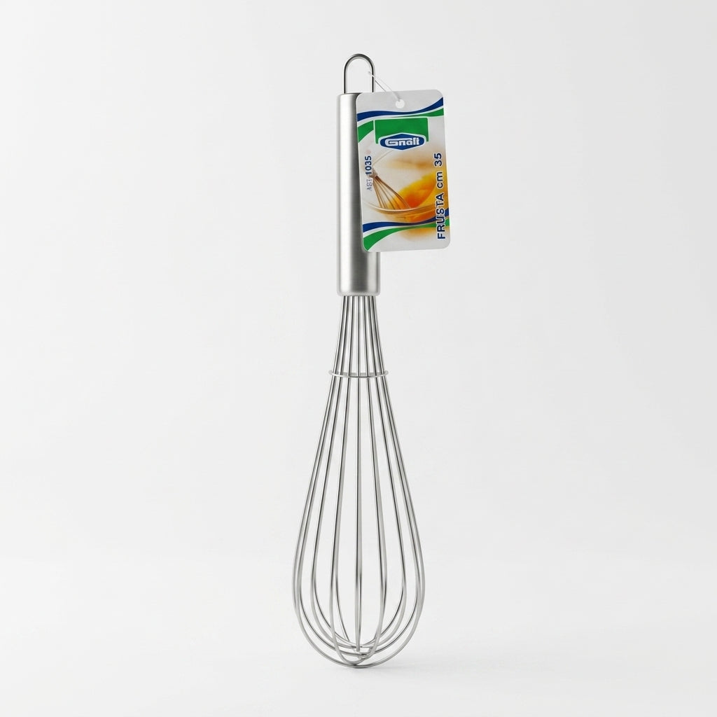 Gnali 1000 INOX Frusta da Cucina 35 cm in acciaio inox, frusta professionale ideale per montare, amalgamare e mescolare ingredienti, Art. 1035, Made in PRC.