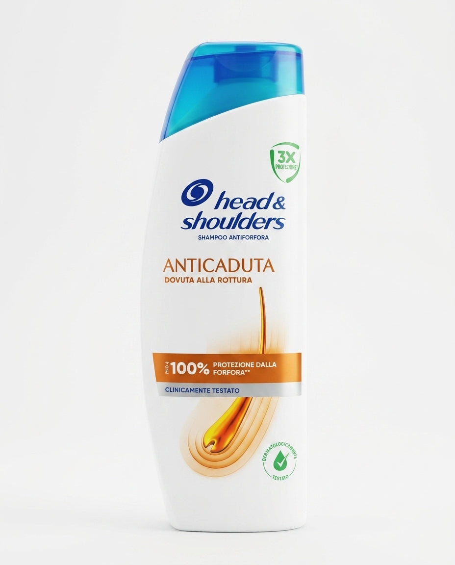 Head & Shoulders Anticaduta per Lei 250 ml, shampoo antiforfora da donna per uso quotidiano, formulato per aiutare a contrastare la forfora e mantenere il microbioma del cuoio capelluto equilibrato.