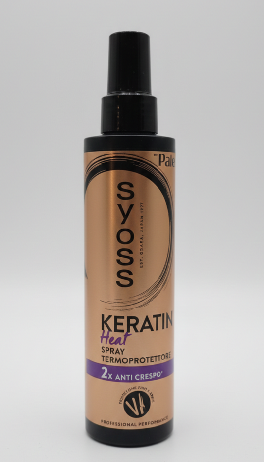 SYOSS Palette Keratin Heat Spray Termoprotettore 200 ml, spray protettivo per capelli con pantenolo e niacinamide, protegge dal calore fino a 230°C, riduce l'effetto crespo e aiuta a mantenere i capelli lisci, morbidi e luminosi durante lo styling.