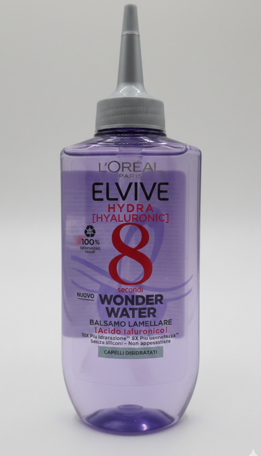 L'Oréal Elvive Hydra Hyaluronic Wonder Water 200 ml – Balsamo Lamellare Idratante Istantaneo con Acido Ialuronico – Azione 8 Secondi per Capelli 18x Più Idrati