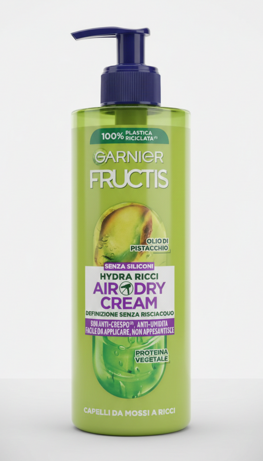 Garnier Fructis Hydra Ricci Air-Dry Cream 400ml, crema senza risciacquo per ricci e mossi con olio di pistacchio.