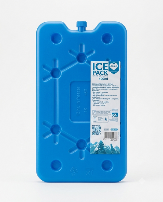 Siberino di ghiaccio riutilizzabile Dealo Slim 400 ml per borsa frigo, contenitore termico e trasporto alimenti.