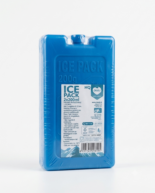 Set 2 ice pack Dealo 200 ml siberini di ghiaccio riutilizzabili per borsa frigo e contenitori termici.