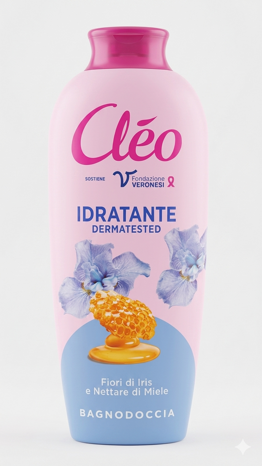 Clèo Fiori di Iris e Nettare di Miele Bagnodoccia Idratante 750ml – Crema Doccia Riequilibrante e Setosa