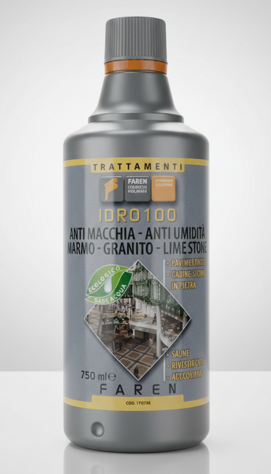 Faren Idro 100 Protettivo Antimacchia Idrorepellente Pietre Naturali – Effetto Naturale Invisibile per Marmo, Granito e Limestone