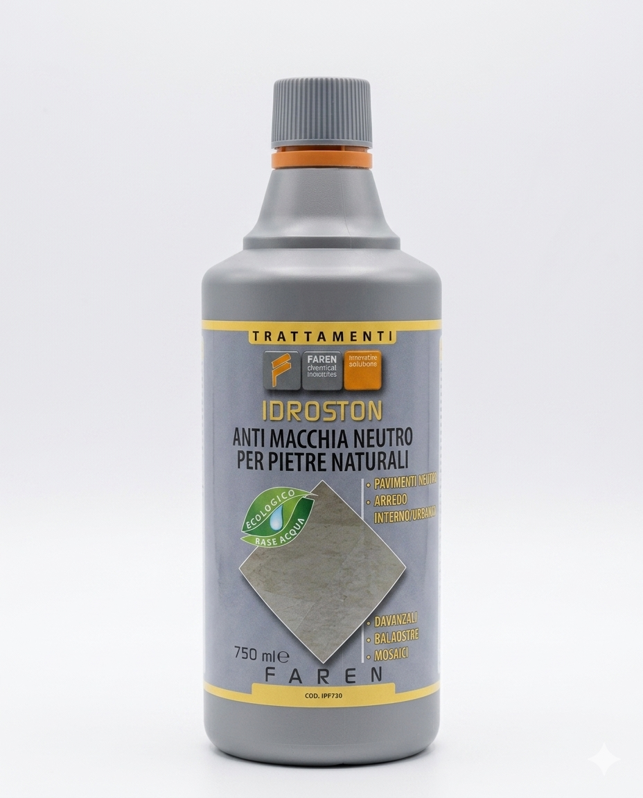 Faren Idroston Antimacchia Neutro per Pietre Naturali 750ml – Trattamento Traspirante Base Acqua per Marmo, Granito e Superfici Delicate