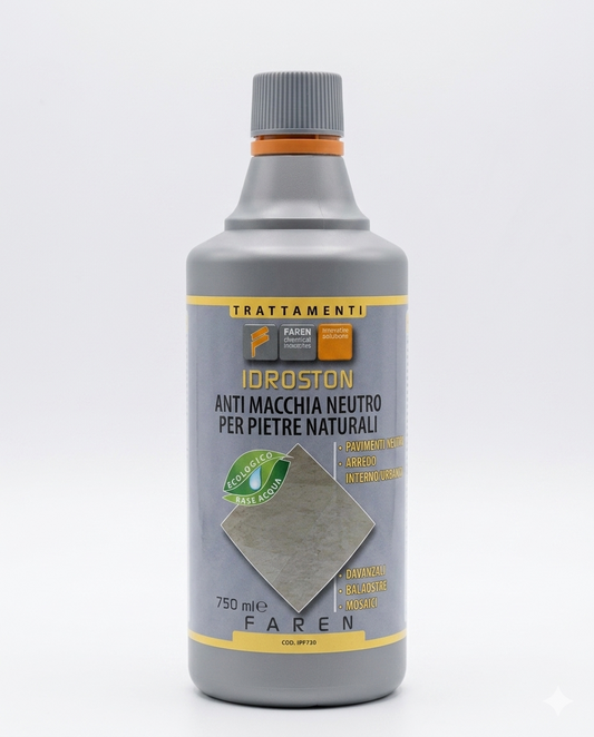 Faren Idroston Antimacchia Neutro per Pietre Naturali 750ml – Trattamento Traspirante Base Acqua per Marmo, Granito e Superfici Delicate