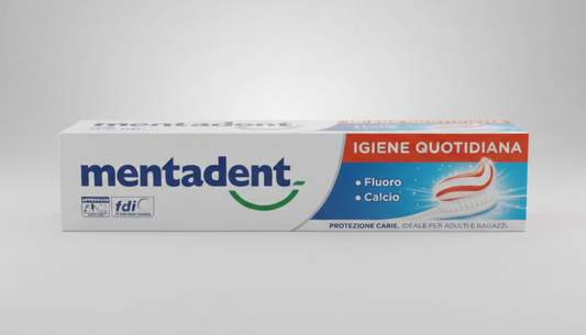 Mentadent Igiene Quotidiana Dentifricio 100ml – Protezione Anti-Carie con Fluoro e Calcio – Rinforza lo Smalto – Ideale per la Famiglia – Tubo Riciclabile
