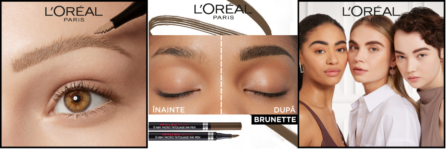 L'Oréal Paris UnbelievaBrow Micro Tatouage Pennarello Sopracciglia – Effetto Microblading Pelo per Pelo, Formula Lunga Tenuta 48H e Anti-Sbavature