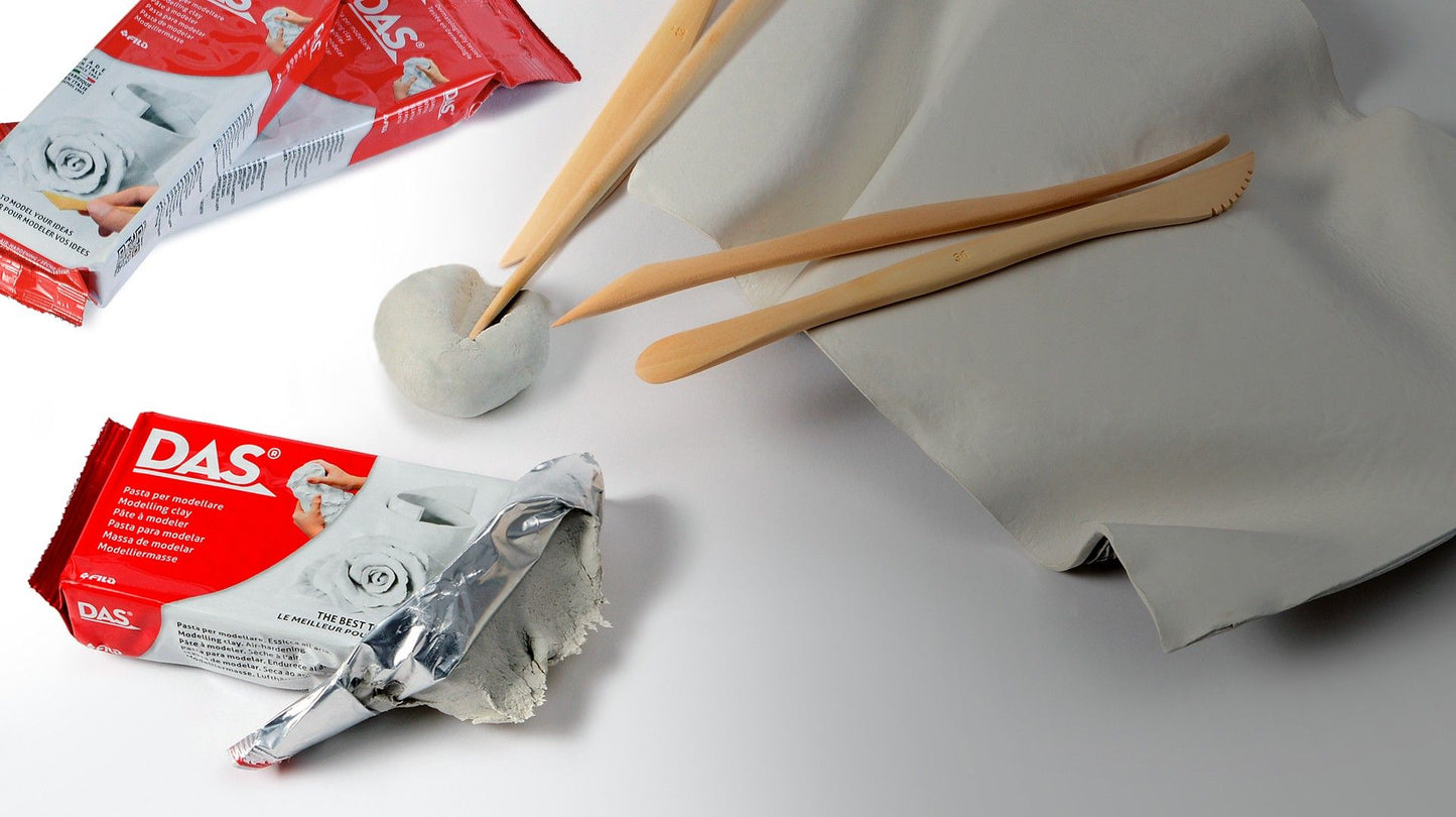 DAS Fila Pasta per Modellare Autoindurente all'Aria Colore Bianco Panetto 500g – Argilla Minerale Senza Cottura d'Alta Precisione per Scultura, Hobby e Modellismo Specializzato