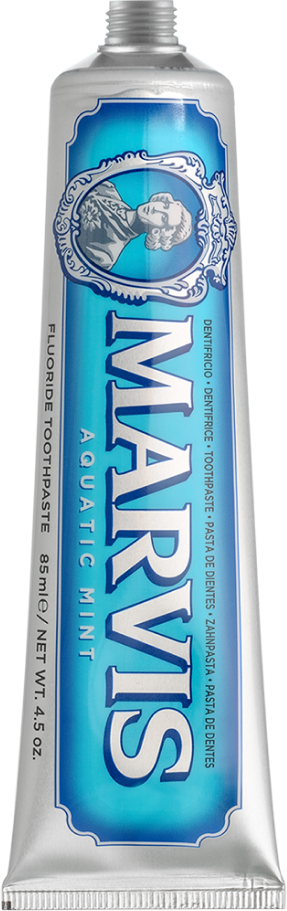 Marvis Aquatic Mint Dentifricio Idratante con Fluoro e Xilitolo Sapore Marino – Contrasta la Placca Batterica e Rinfresca l'Alito Senza Intaccare lo Smalto