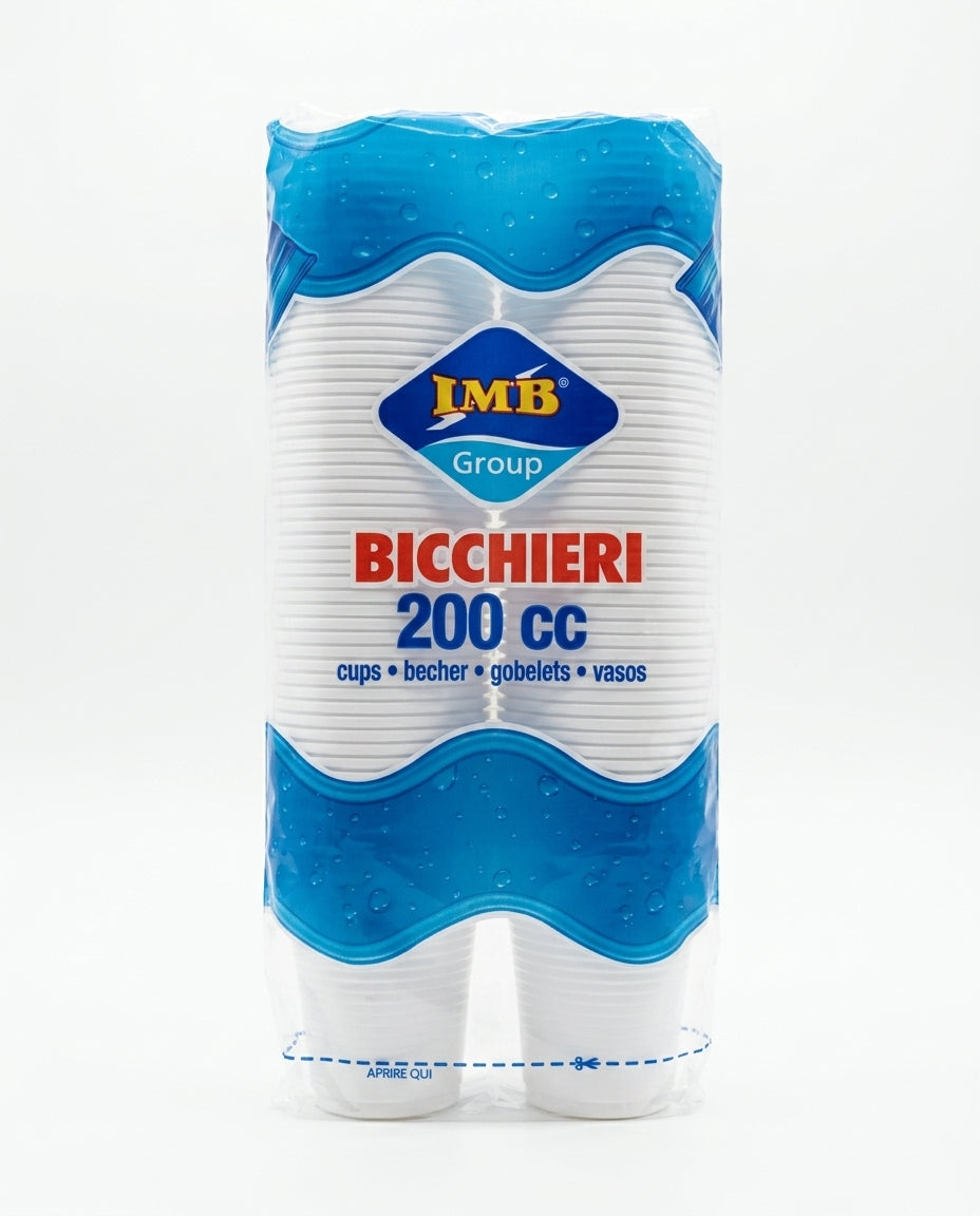 IMB Group Bicchieri Plastica 200cc 96 Pezzi – Monouso PP05 Bevande Calde 70°C Alimentare