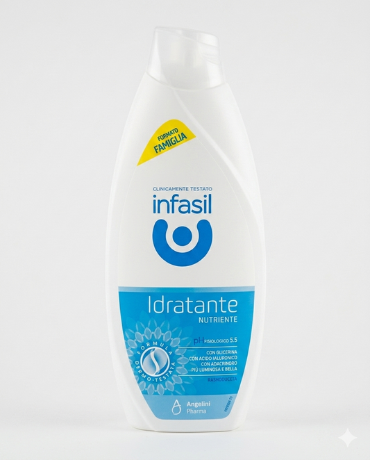 Infasil Idratante Nutriente Bagnodoccia ph 5.5 Formula Dermo-Testata 500 ml – Equilibrio Fisiologico e Nutrimento Profondo per la Pelle di Tutta la Famiglia