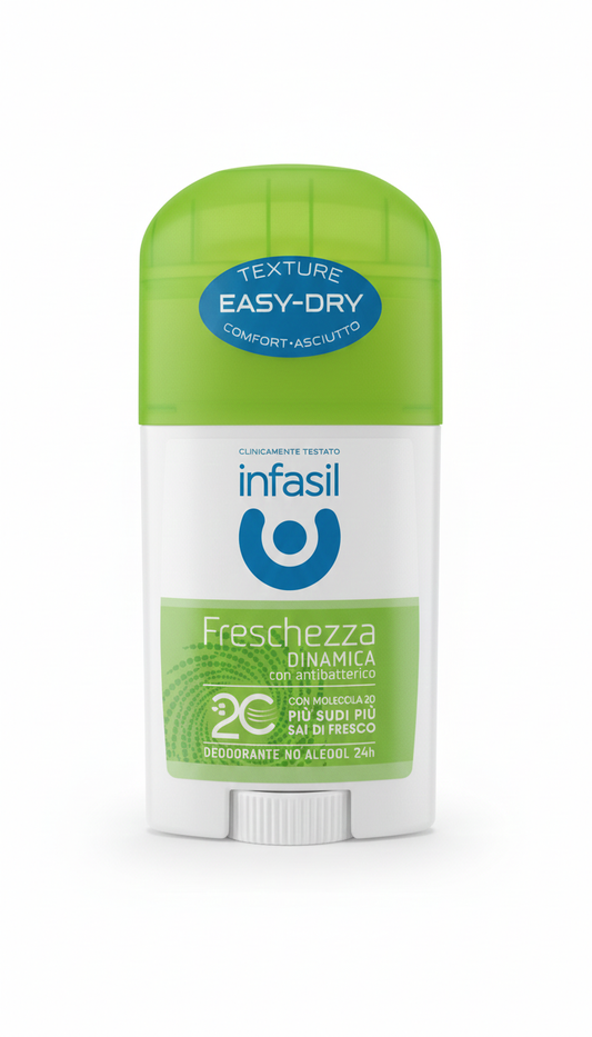 Infasil Freschezza Dinamica Deodorante Stick 40ml | Molecola 2C & Antibatterico | Efficacia 24H | No Alcool